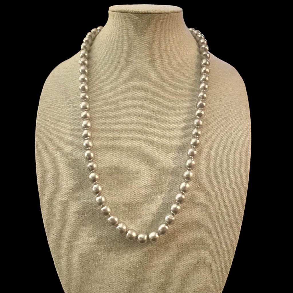 Vintage Carol Dauplaise Signed Silver Pearl Necklace